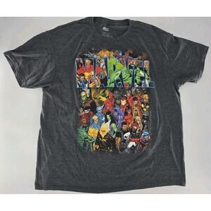 Marvel Shirt Adult XL Gray Graphic‎ Comics Short Sleeve Classic Mens - VG